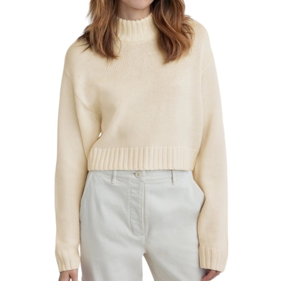 Wilfred Sweaters - ARITZIA Wilfred Cream Cropped Sweater Merino Wool Size Small